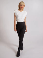 Pintuck Suedette Split Hem Trousers