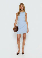 Falling Stars Ruched Mini Dress Baby Blue