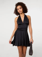 Diamante Slinky Halter Dress