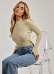 High Neck Ribbed Top