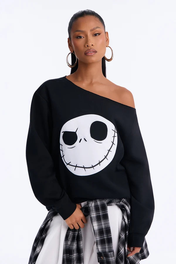Nightmare Before Christmas Off Shoulder Sweatshirt