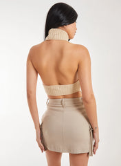 High Neck Chunky Knit Halter Top