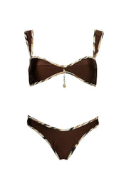 Romola Scoop Bikini Top Brown Multi