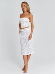 LUNALLA MIDI SKIRT IVORY
