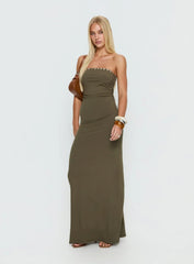 Erita Strapless Maxi Dress Kahki