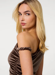 Twist Shoulder Velvet Top
