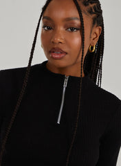 Chunky Brushed Rib Zip Up Top