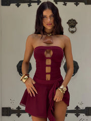 NINA MINI DRESS BURGUNDY