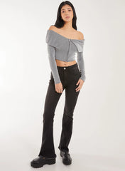 Fold Over Zip Bardot Top