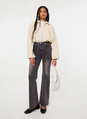 Faux Leather Puffball Jacket