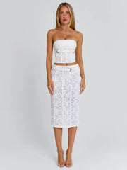 LUNALLA MIDI SKIRT IVORY