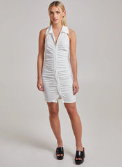 Halterneck Collar Neck Rib Mini Dress