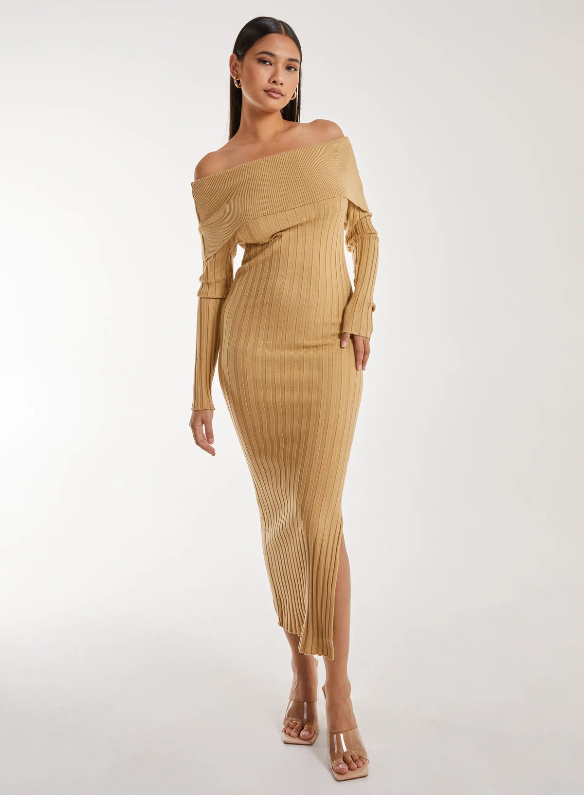 Bardot Ribbed Knit Maxi Dress