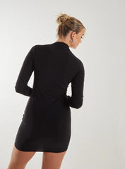 Graphic Silhouette Long Sleeve Dress