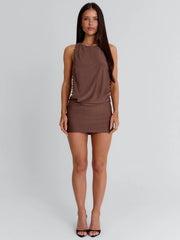 MAGI MINI DRESS BROWN