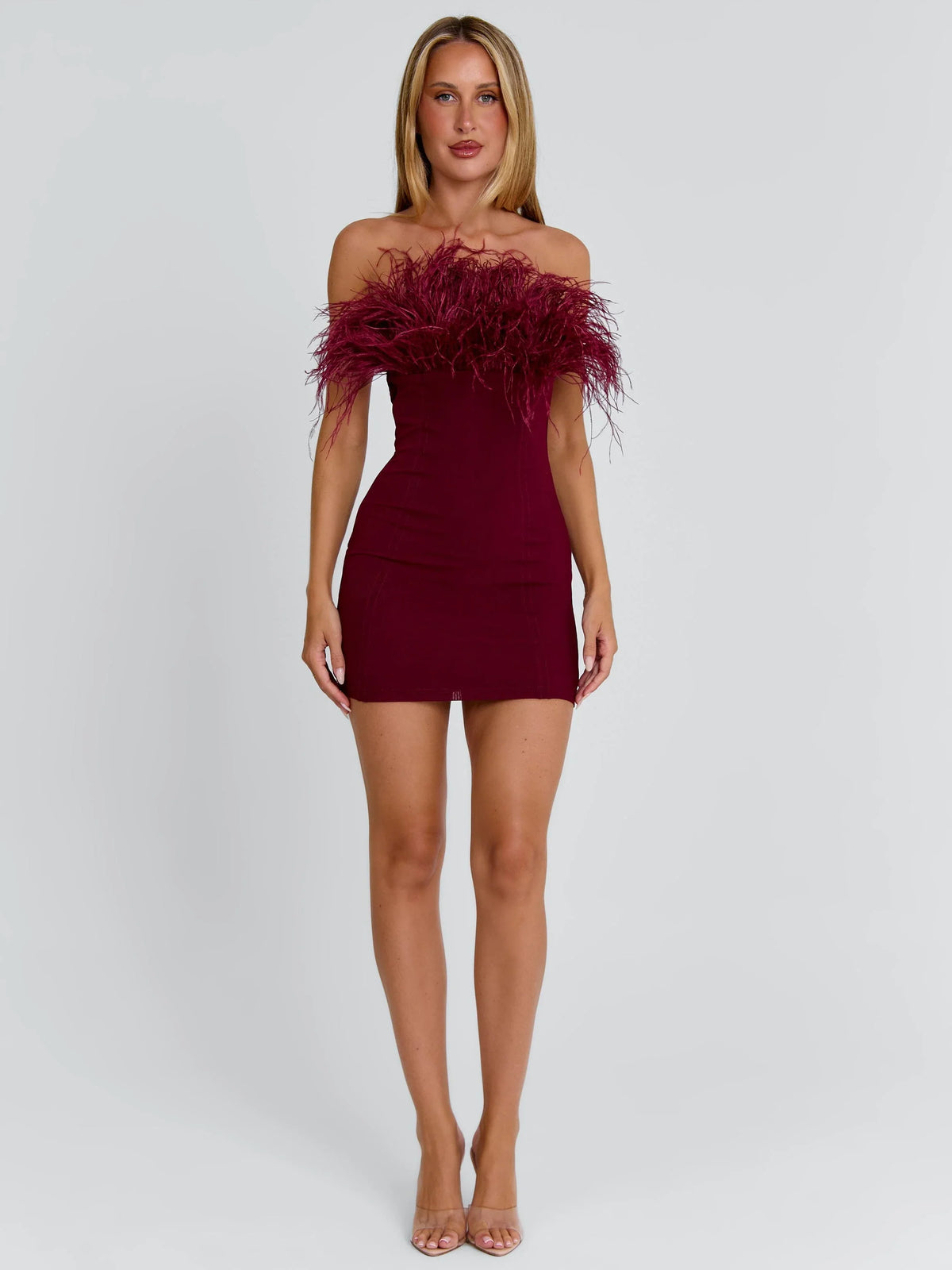SHONA MINI DRESS BURGUNDY