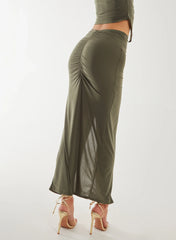 Slinky Ruched Maxi Skirt