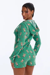 Sweet All Year Waffle Hooded PJ Romper