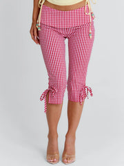 LENNIX CAPRI PANT RED GINGHAM