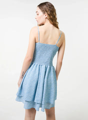 Shirred Ruffle Mini Dress