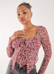 Ditsy Floral Print Long Sleeve Butterfly