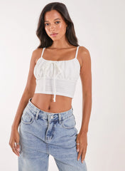 Textured Daisy Tie Strappy Top