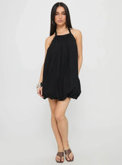 Friandise Bubble Hem Mini Dress Black