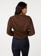 Button Front Corset Sweatshirt