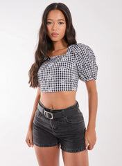 Tie Back Gingham Crop Top