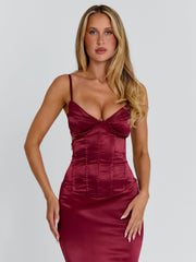 HOLLIE MIDI DRESS BURGUNDY