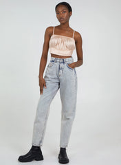 Satin Ruched Cami Top