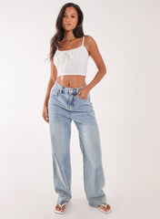 Textured Daisy Tie Strappy Top
