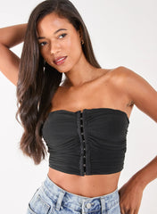 Bandeau Eyelet Detail Corset Top