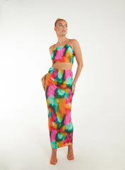 Plisse Graphic Print Top