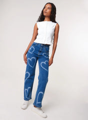 Spray Heart Detail Jeans