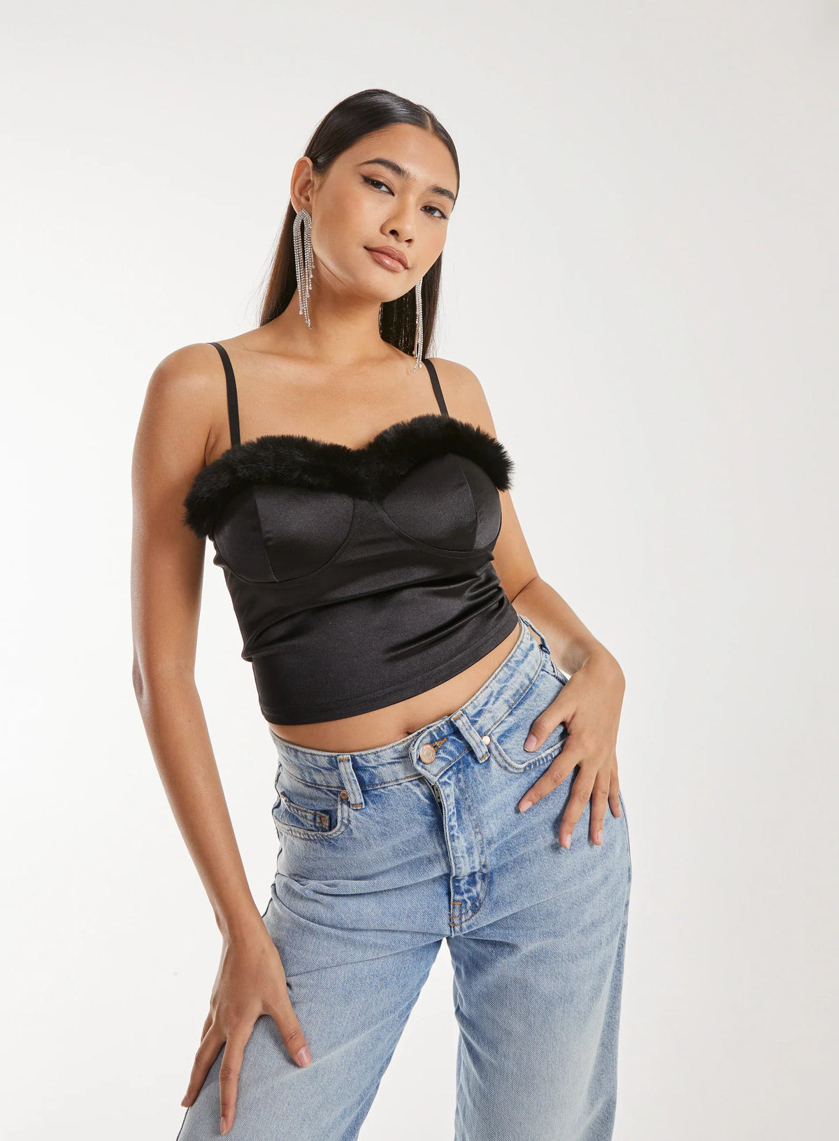 Fuzzy Trim Bralette