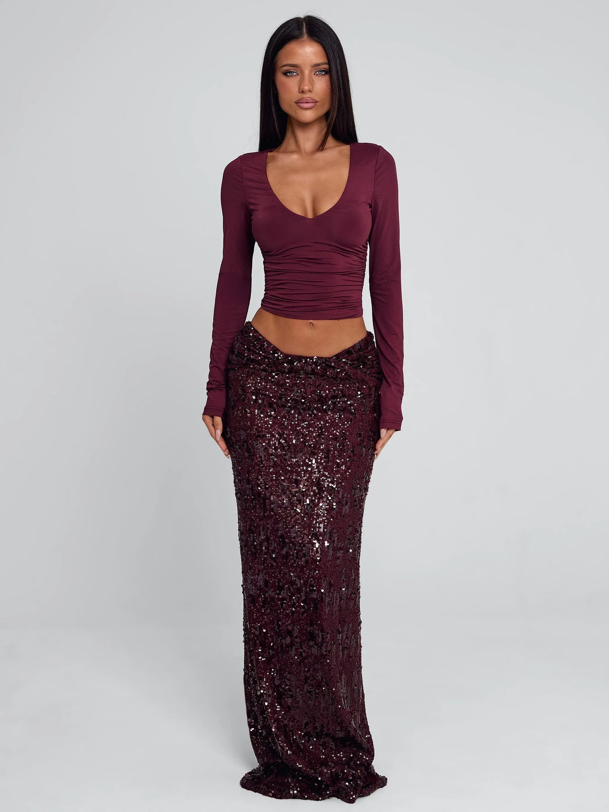 ISLE MAXI SKIRT BURGUNDY