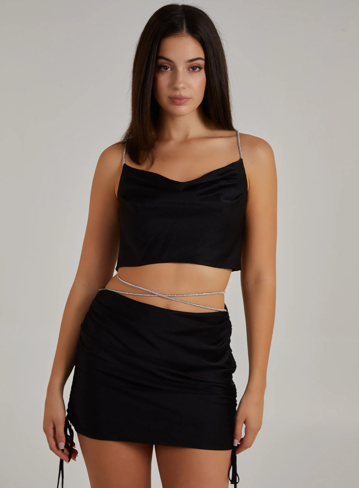 Diamante Strap Cowl Neck top