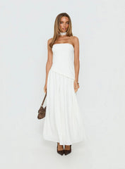 Odela Strapless Drop Waist Maxi Dress White