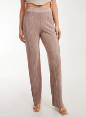 Plisse Flared Trousers