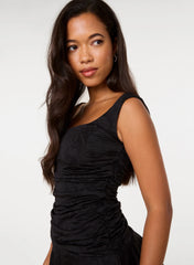 Jersey Jacquard Square Neck Mini Dress