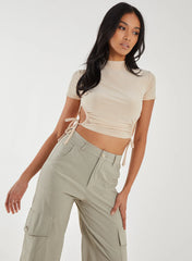 Cut Out Tide Side High Neck Crop Top