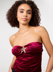 Soft Shimmer Velvet Texture Bra Cup Top