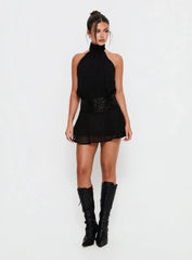 Zenayda Drop Waist Sequin Mini Dress Black