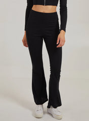Wide Ribbed Flare Trousers