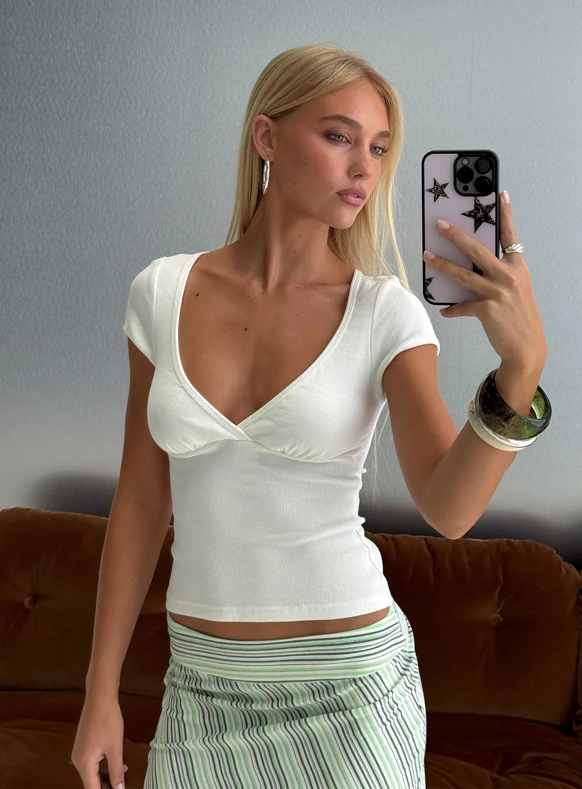 Baseline Cross Over Cap Sleeve Top White