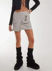 Bengaline Wrap D-Ring Mini Skirt