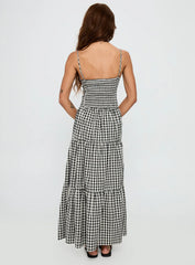Avaleine Tiered Maxi Dress Black / White Check