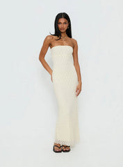 Aryela Strapless Textured Maxi Dress Cream