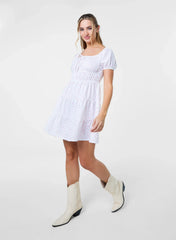 Ditsy Puff Sleeve Tiered Mini Dress